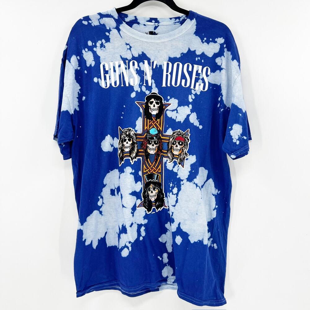 Guns N Roses Unisex Blue Tie Dye Band‎ T Shirt Tee Top Sz XL